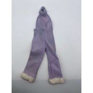 Vintage Lilac Purple Fur Lined Halter One Piece Barbie Doll Outfit W Snaps EUC